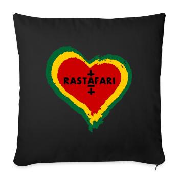 Love Heart with Rastafarian Symbolism - Sofa pillowcase 17,3'' x 17,3'' (45 x 45 cm) - black - Front