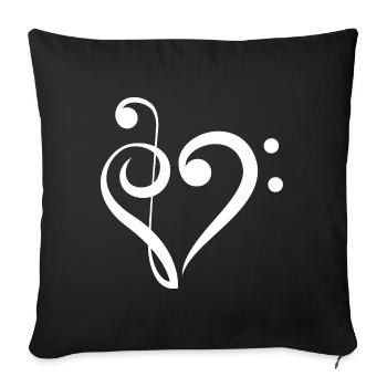 Clef Bass Cadeau Clef Musique Violon - Housse de coussin décorative 45 x 45 cm - noir - Devant