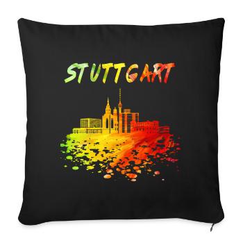 Stuttgart Skyline / Schwaben Stadt Schwarzwald - Sofakissenbezug 45 x 45 cm - Schwarz - Vorne