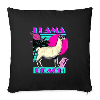 Llama Beach - Sofa pillowcase 17,3'' x 17,3'' (45 x 45 cm) - black - Front