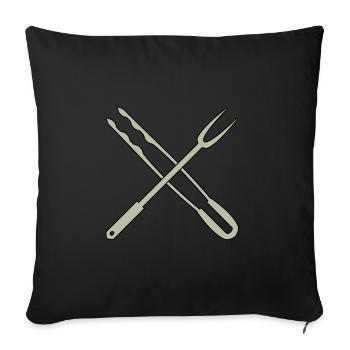 Barbecue tongs and meat fork - Sofa pillowcase 17,3'' x 17,3'' (45 x 45 cm) - black - Front