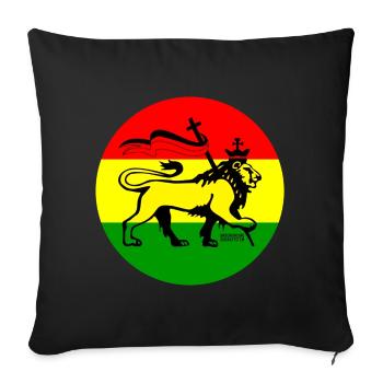 Lion de Juda dans le style rastafari - Housse de coussin décorative 45 x 45 cm - noir - Devant