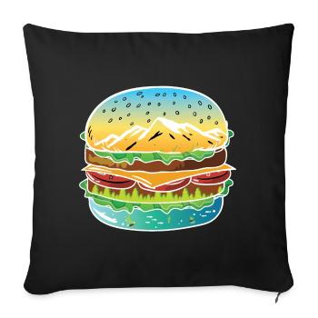 Delicious burger artwork tea. Delicious burger kuns - Sofa pillowcase 17,3'' x 17,3'' (45 x 45 cm) - black - Front