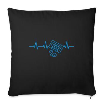 90s heartbeat - Sofa pillowcase 17,3'' x 17,3'' (45 x 45 cm) - black - Front
