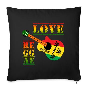 Love Reggae Guitar Rastastil - Sofa pillowcase 17,3'' x 17,3'' (45 x 45 cm) - black - Front