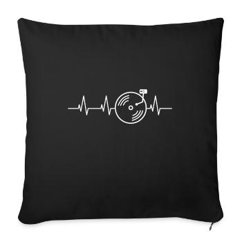 DJ heartbeat - Sofa pillowcase 17,3'' x 17,3'' (45 x 45 cm) - black - Front
