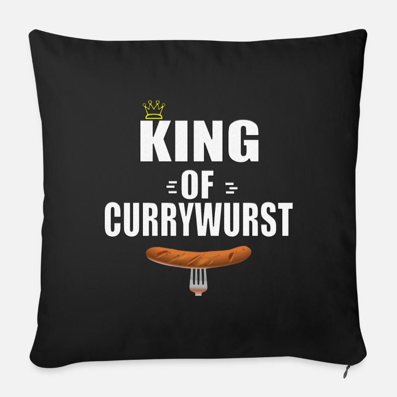 King of Currywurst Koenig der Currywurst - Sofakissenbezug 45 x 45 cm - Schwarz