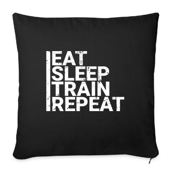 Manger dormir train répéter - Housse de coussin décorative 45 x 45 cm - noir - Devant