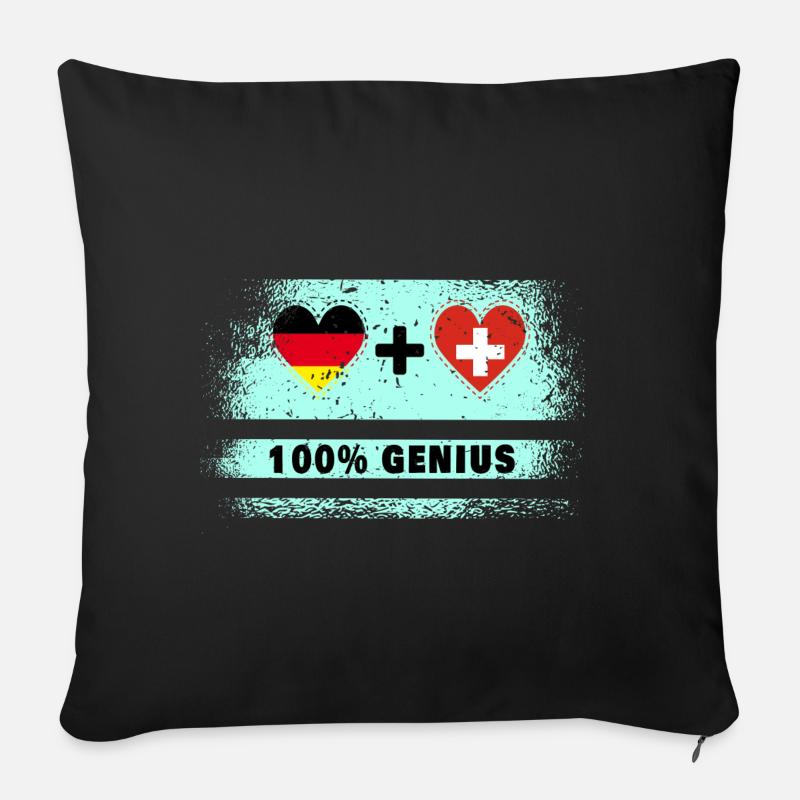 Deutschland und Schweiz 100% genial / Geschenk - Sofakissenbezug 45 x 45 cm - Schwarz