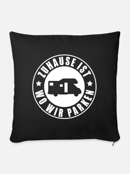 Zuhause ist wir wir parken - Sofakissenbezug 45 x 45 cm - Schwarz