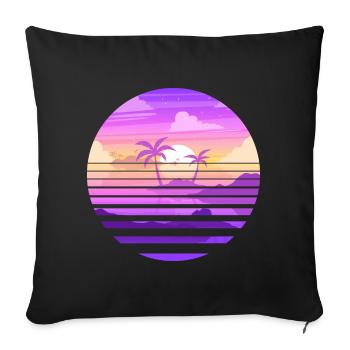 Sunset on paradisiac island - Sofa pillowcase 17,3'' x 17,3'' (45 x 45 cm) - black - Front