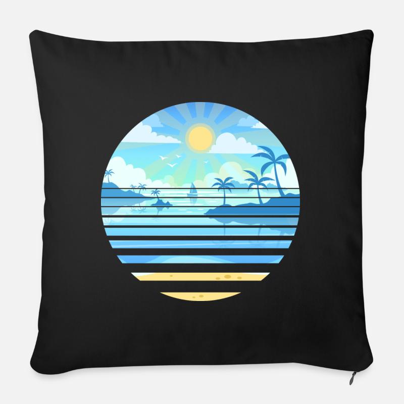 Sublime paysage nautique ensoleillé - Housse de coussin décorative 45 x 45 cm - noir