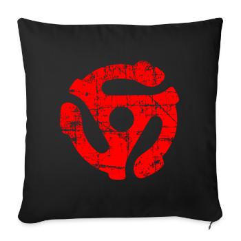 45 R.P.M. Record Adaptor Vintage Red - Sofa pillowcase 17,3'' x 17,3'' (45 x 45 cm) - black - Front