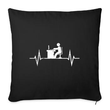 Travail, battement de coeur, travail, bureau, cadeau drôle - Housse de coussin décorative 45 x 45 cm - noir - Devant