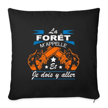 Bûcheron Shirt • La forêt m´appelle Cadeau - Housse de coussin décorative 45 x 45 cm - noir - Devant