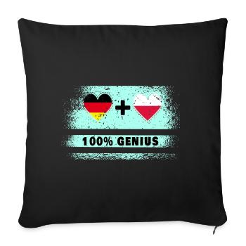 Allemagne et Pologne 100 % Genial / Cadeau - Housse de coussin décorative 45 x 45 cm - noir - Devant