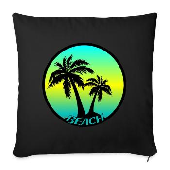 Colorful beach logo with palm trees - Sofa pillowcase 17,3'' x 17,3'' (45 x 45 cm) - black - Front