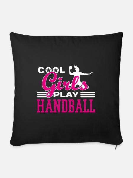 Handball handball handball cadeau - Housse de coussin décorative 45 x 45 cm - noir