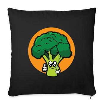 brocoli rigolo - design - Housse de coussin décorative 45 x 45 cm - noir - Devant
