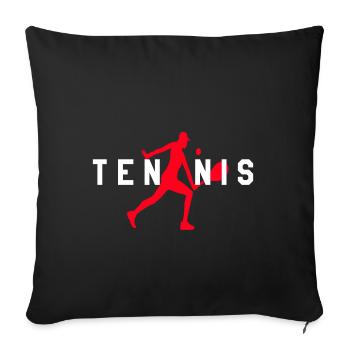 Joueur de tennis motif de tennis - Housse de coussin décorative 45 x 45 cm - noir - Devant