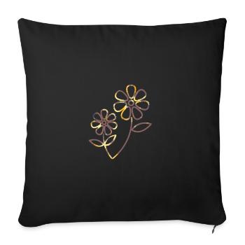 Blume - Sofakissenbezug 45 x 45 cm - Schwarz - Vorne