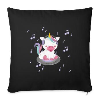 Unicorn - music is life - Housse de coussin décorative 45 x 45 cm - noir - Devant