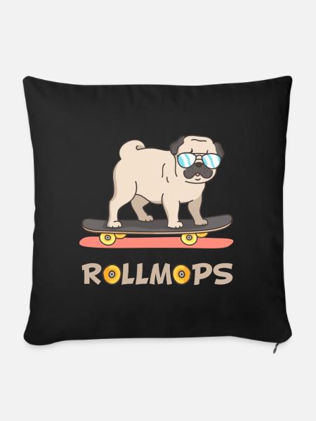 RollMops (Sunglasses-Edition) - Sofakissenbezug 45 x 45 cm - Schwarz