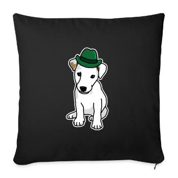 Jack Russell with hat, dog, cartoon, funny, cute - Sofa pillowcase 17,3'' x 17,3'' (45 x 45 cm) - black - Front