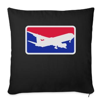 logo de sport rouge bleu pilote passe de pilote d' - Housse de coussin décorative 45 x 45 cm - noir - Devant