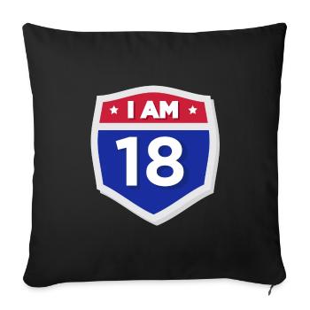 18 years Eighteen Birthday Adult - Sofa pillowcase 17,3'' x 17,3'' (45 x 45 cm) - black - Front
