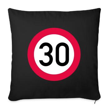 30 ans Attention ! Panneau de signalisation 30 km/h - Housse de coussin décorative 45 x 45 cm - noir - Devant