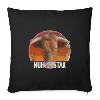 MUHVIEHSTAR Vintager Büffel stolz Bauer zu sein - Sofakissenbezug 45 x 45 cm - Schwarz - Vorne
