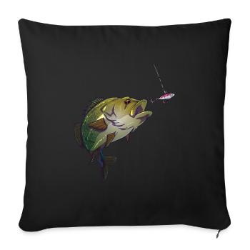 Perche, appâts, pêcheur, morsure, pêcheur - Housse de coussin décorative 45 x 45 cm - noir - Devant