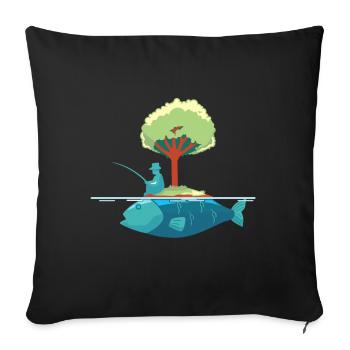 Fischer Angler Baum Fisch Kunst - Sofakissenbezug 45 x 45 cm - Schwarz - Vorne