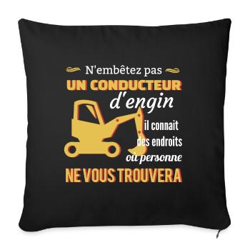 Tee shirt conducteur d'engins • Excavateur Shirt - Housse de coussin décorative 45 x 45 cm - noir - Devant