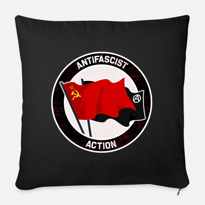 Action antifasciste - Housse de coussin décorative 45 x 45 cm - noir