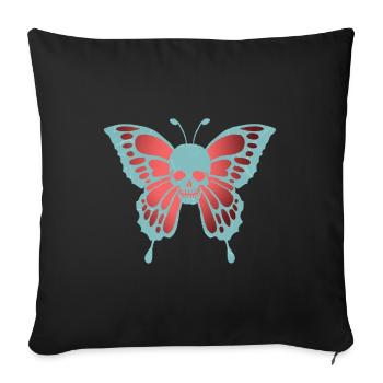 The butterfly skull - Sofa pillowcase 17,3'' x 17,3'' (45 x 45 cm) - black - Front