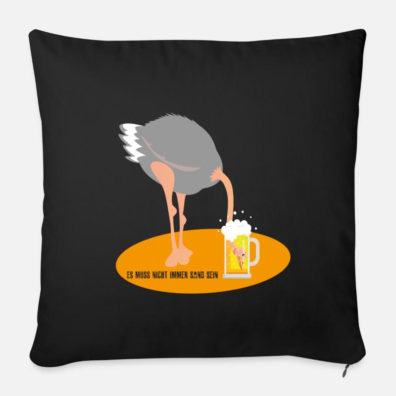 Kopf im Sand (Strauß-Bier-Edition) - Sofakissenbezug 45 x 45 cm - Schwarz