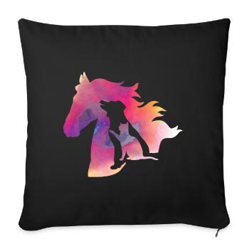 Tee shirt Animaux de compagnie chien chat cheval coloré - Housse de coussin décorative 45 x 45 cm - noir - Devant