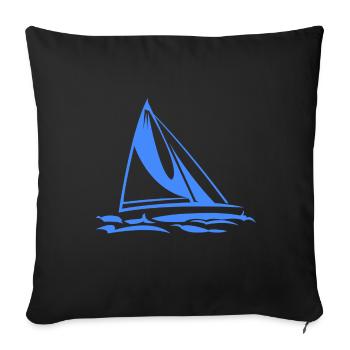 Voilier - Housse de coussin décorative 45 x 45 cm - noir - Devant