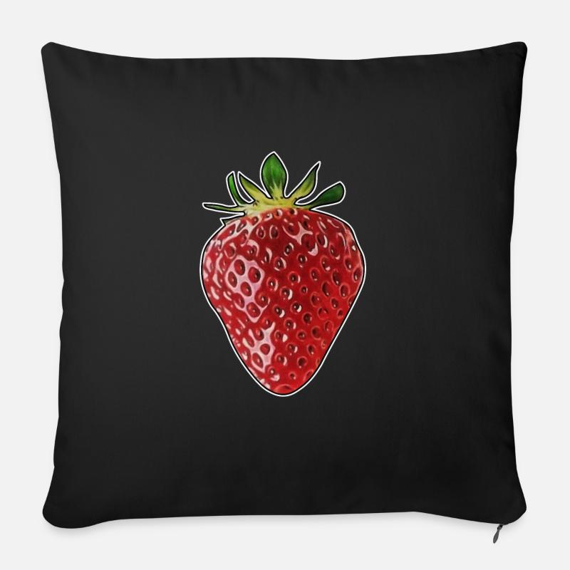 erdbeere - Sofakissenbezug 45 x 45 cm - Schwarz