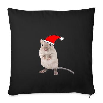 Souris de course avec bonnet de Noël - Housse de coussin décorative 45 x 45 cm - noir - Devant