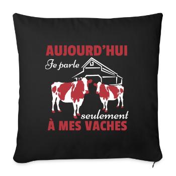 Vache Shirt • Mes vaches • Vache Cadeau - Housse de coussin décorative 45 x 45 cm - noir - Devant