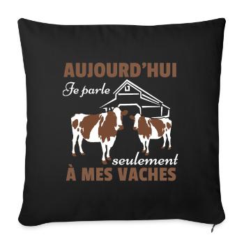 Vache Shirt • Mes vaches • Vache Cadeau - Housse de coussin décorative 45 x 45 cm - noir - Devant