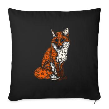 Fox Flowers Fantastic Animal - Sofa pillowcase 17,3'' x 17,3'' (45 x 45 cm) - black - Front