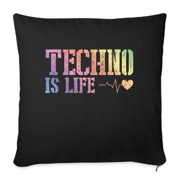 techno ist leben - Sofakissenbezug 45 x 45 cm - Schwarz - Vorne