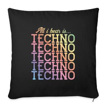 techno hear music bunt - Sofakissenbezug 45 x 45 cm - Schwarz - Vorne