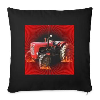 Fire-red tractor in the inferno - Sofa pillowcase 17,3'' x 17,3'' (45 x 45 cm) - black - Front
