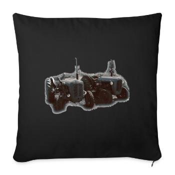 Tractor duo in the field - Sofa pillowcase 17,3'' x 17,3'' (45 x 45 cm) - black - Front