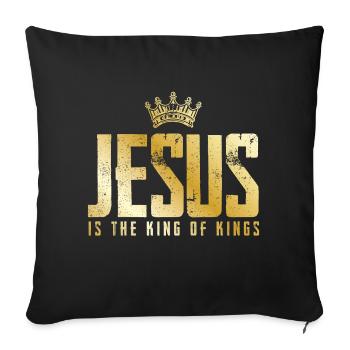 Jesus Christ is king gold - Sofa pillowcase 17,3'' x 17,3'' (45 x 45 cm) - black - Front